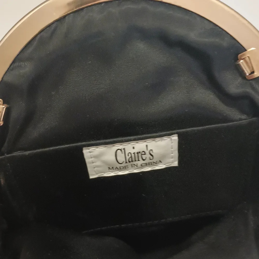 Claire's Black Pleated Wristlet with Gold Chain